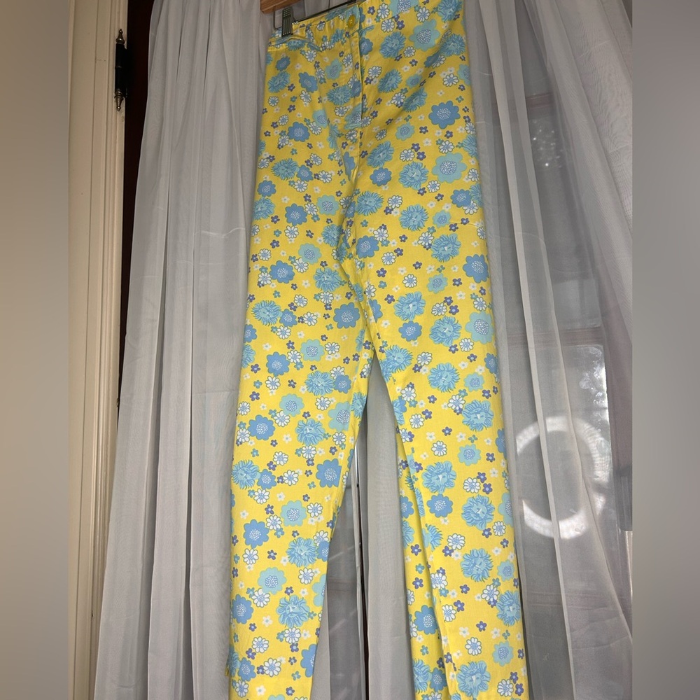 Lilly Pulitzer Yellow and Blue Floral Pants